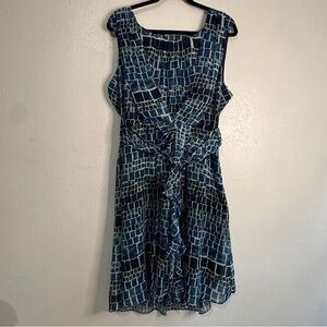 Beige by eci Blue & White A-line Dress. Sz 18.